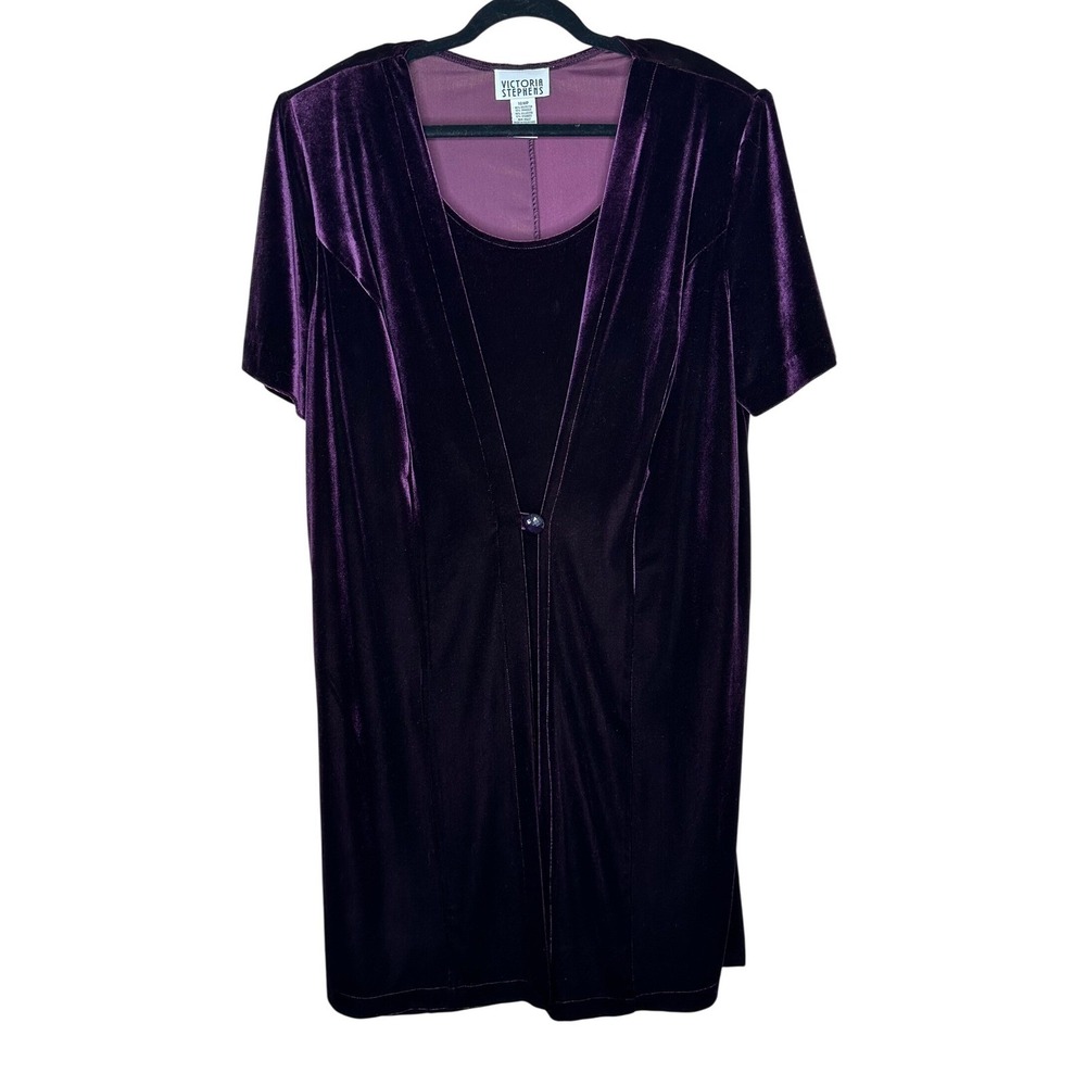 Victoria Stephens VTG Purple Velvet Dress & Jacket Set Women's 18W Elegant